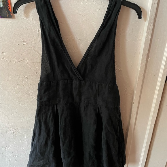 Free People Black Linen Button Up Romper - Picture 3 of 5